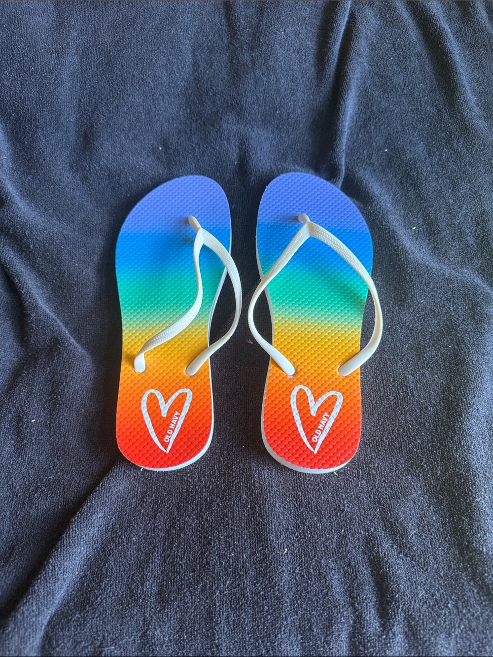 Old Navy Rainbow Gradient Flip Flop Sandals with White Straps